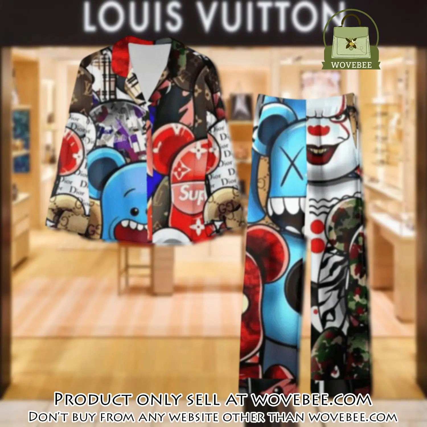 Trending luxury lv satin pajama set pjs1076 wvb1344062